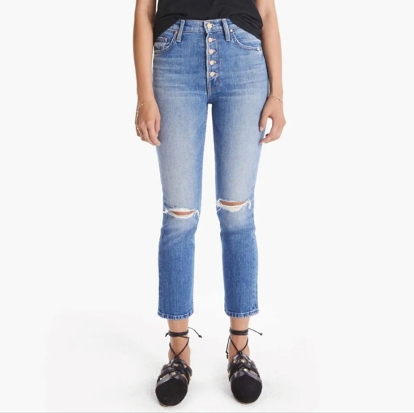 Mother The Pixie Tomcat Crop Jeans in Not Cut & Pasted Jeans - Picture 1 of 9
